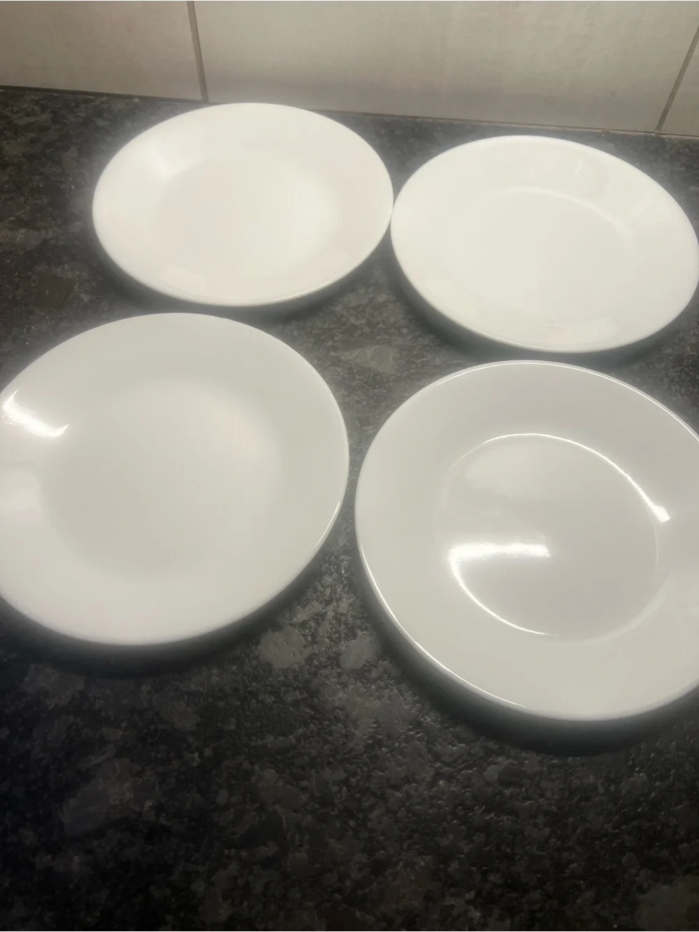 Set of 4 White Corelle Salad/Bread Plates -WINTER FROST.